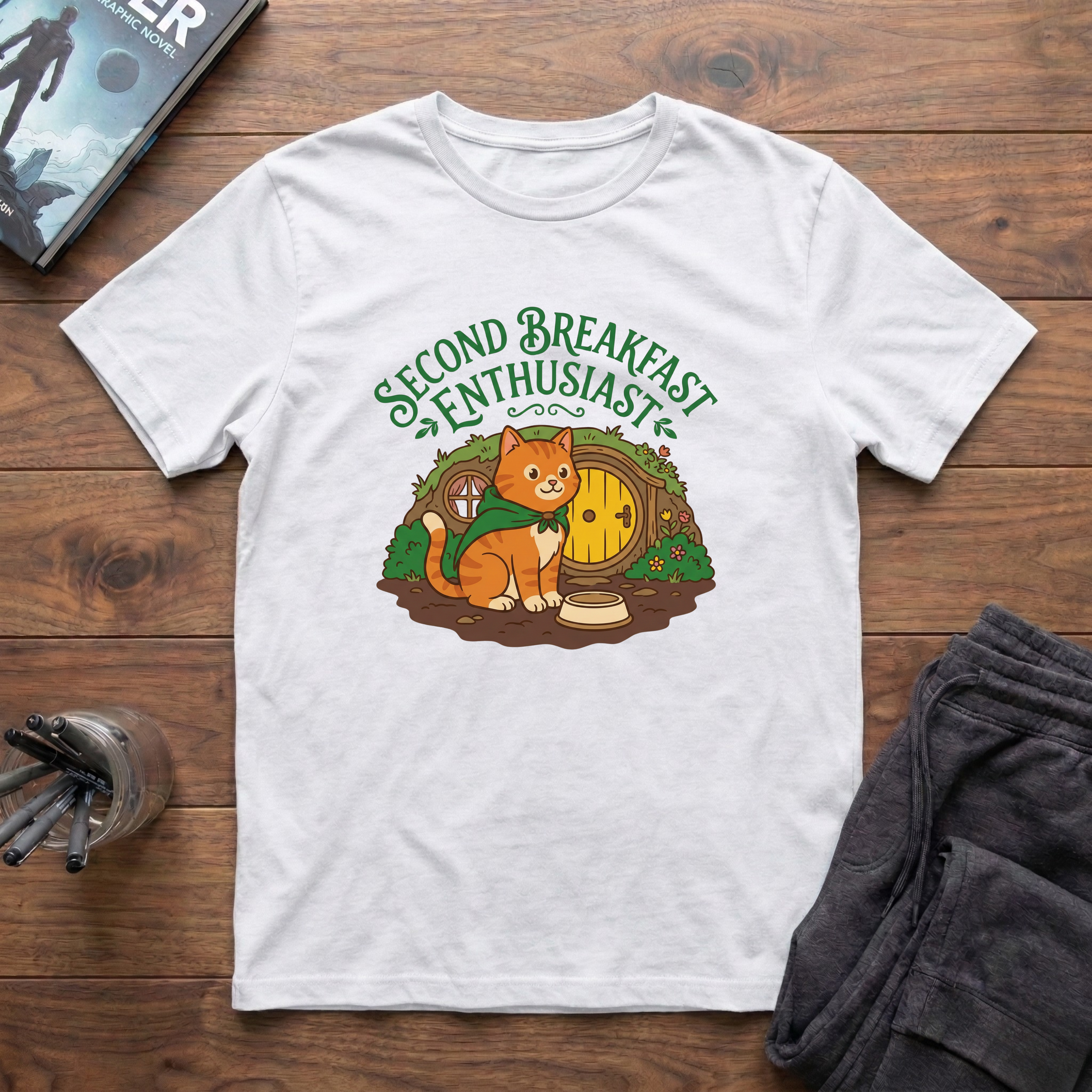 Second Breakfast Enthusiast (Cat) T-Shirt